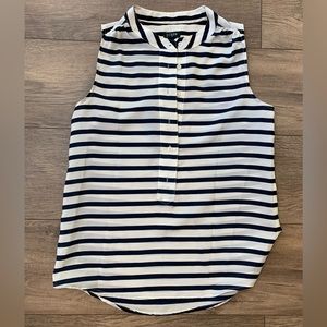 Jcrew sleeveless classic navy and white striped shirt